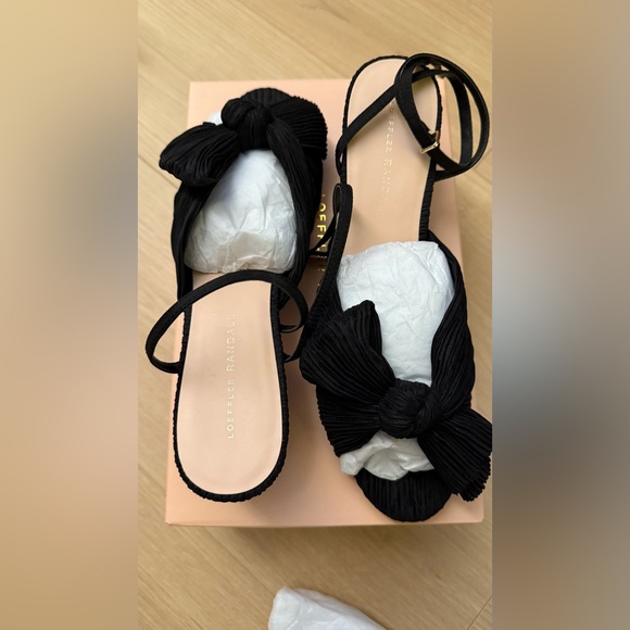 Loeffler Randall Dahlia Black Pleated Sandals - Picture 2 of 6